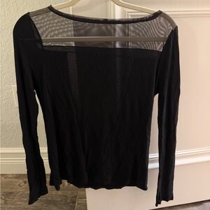BCBG Black Sheer Long Sleeve Top